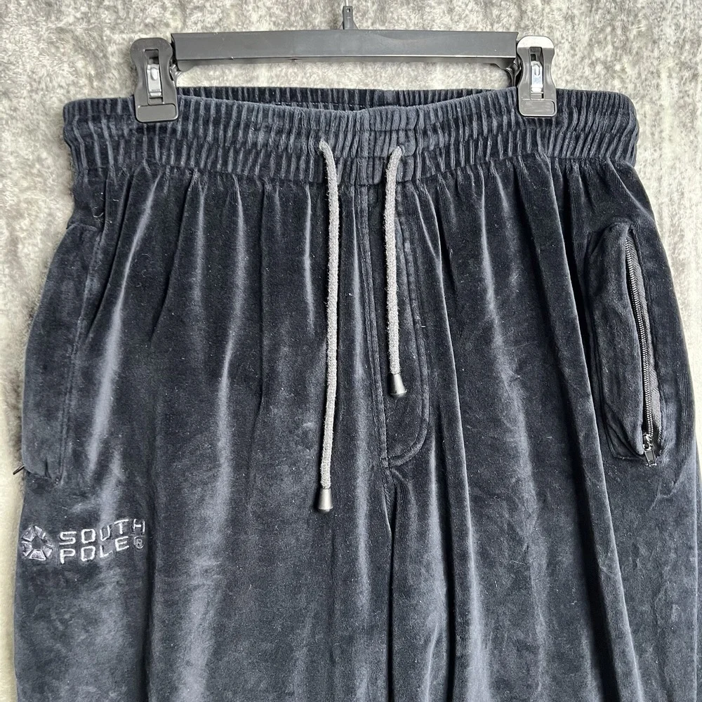 Southpole Vintage Y2K Velour Sweatpants XL Drawstring Elastic Waist Pockets - Picture 3 of 9